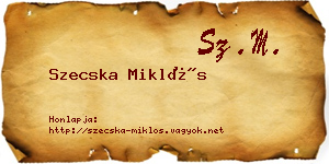 Szecska Miklós névjegykártya